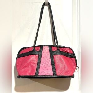 Pink and Black Leather East West Bag